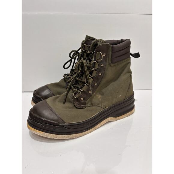 ORVIS FLY FISHING BOOTS CANVAS FELT BOTTOM DARK GREEN US MENS SIZE 12 WADING - Picture 1 of 6